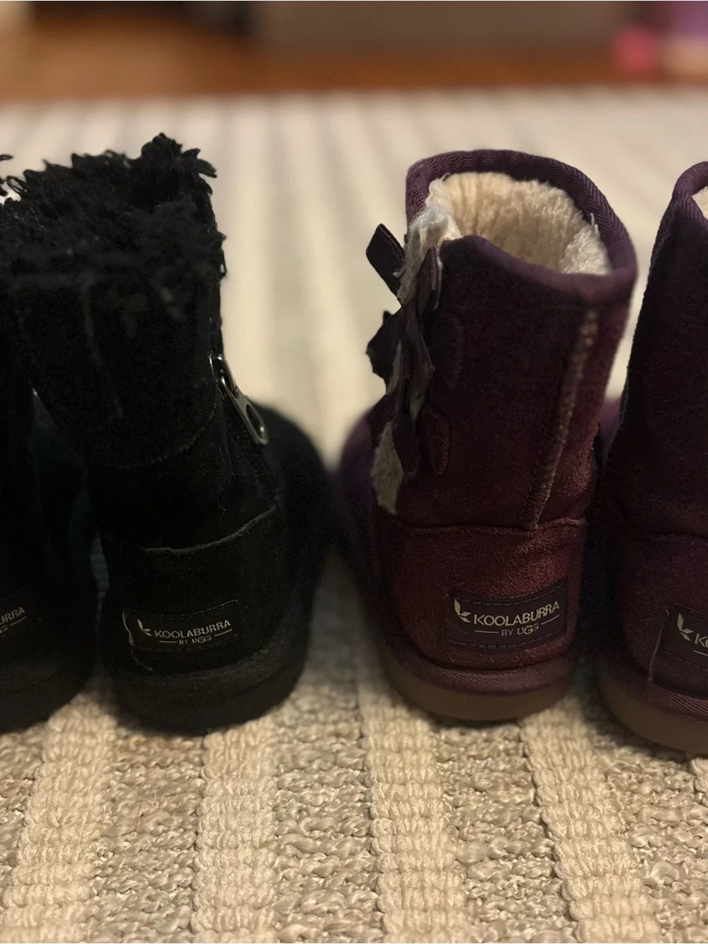 Koolaburra Kids Suede Faux-Shearling Boots - Black & Purple